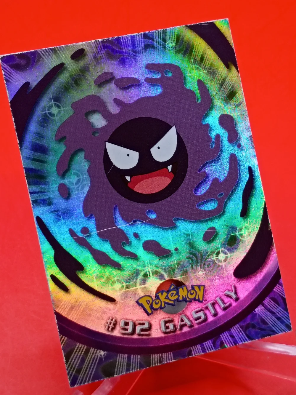 Gastly #92 Topps TV Animation Edition Rainbow Foil Holo MP Vintage Pokemon
